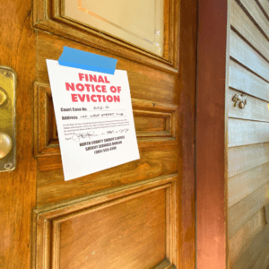 finances causing frustration like getting a notice of eviction on the door